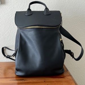 Large Black Leather Backpack